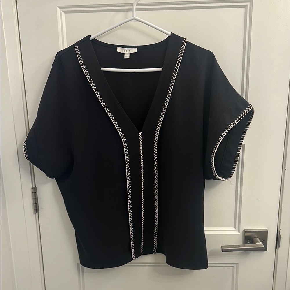 Joie Black Sailor Collar Boxy Blouse